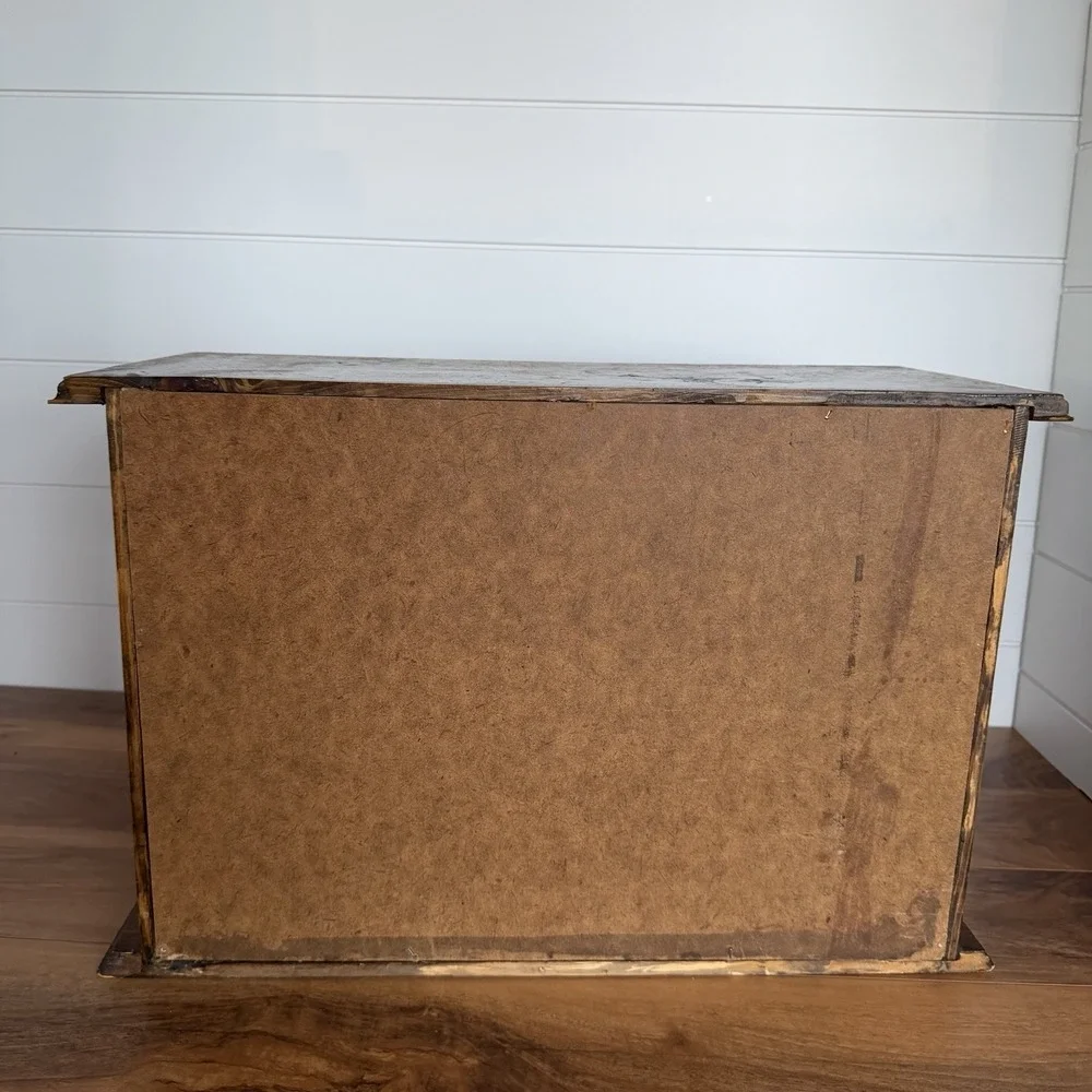 VTG XL Roll top Bread Box W/Drawer Cottagecore Rustic Farm Prairie Kitchen *Flaw